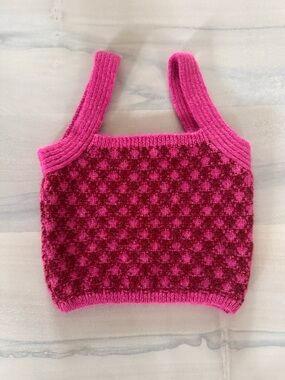 Zara Fuchsia Textured Knit Crop Tank